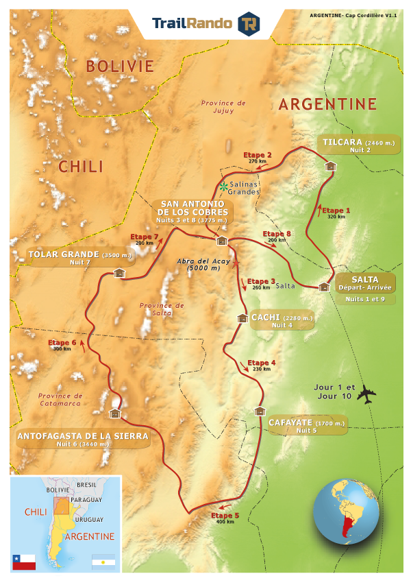 Carte tracé moto Argentine Cap Cordillère